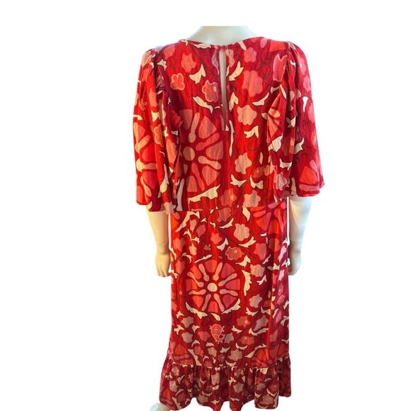 Rhode x Target Linen/Rayon Zinnia Floral Bell Sleeve Midi Dress Size 18  EUC - Picture 4 of 5